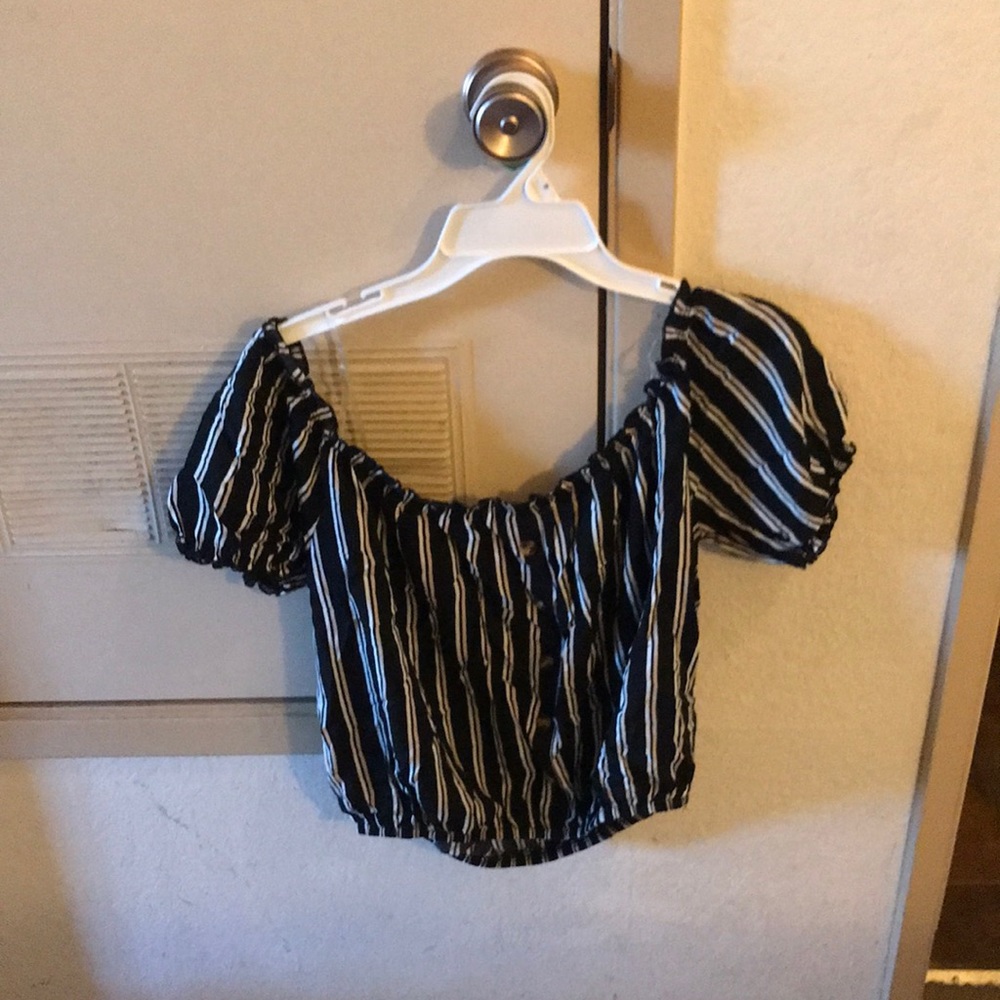 Off the shoulders strips blouse